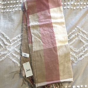 Brand new pink, tan, and white scarf